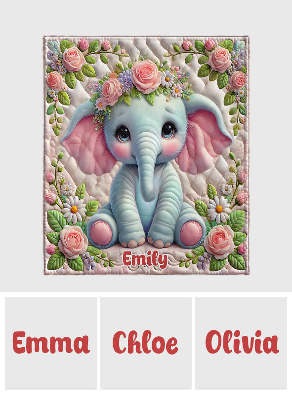 Adorable Elephant - Personalized Elephant Blanket
