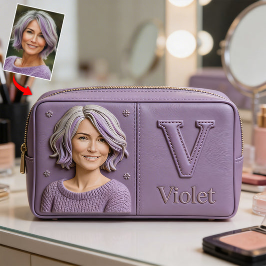 Cutsom Photo And Letter Alphabet - Personalized Self Love Makeup Bag