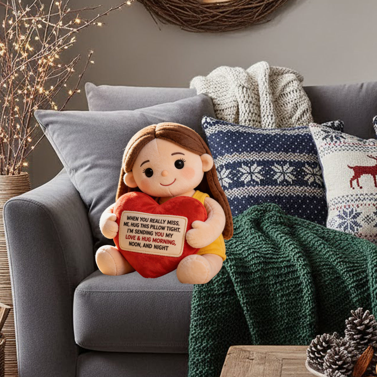 Gedenkgeschenk für Verstorbene – personalisiertes Gedenkkissen aus Kunstfell