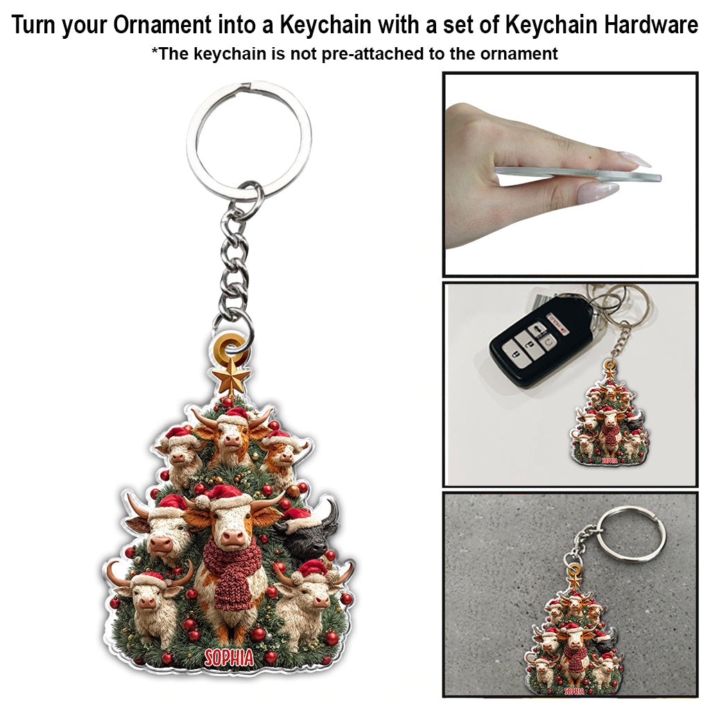 Christmas Tree Cow - Personalized Cow Ornament