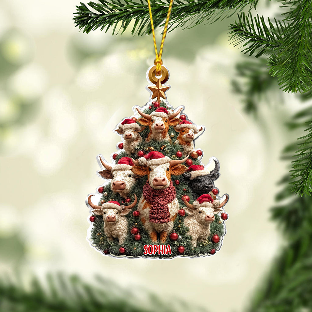 Christmas Tree Cow - Personalized Cow Ornament