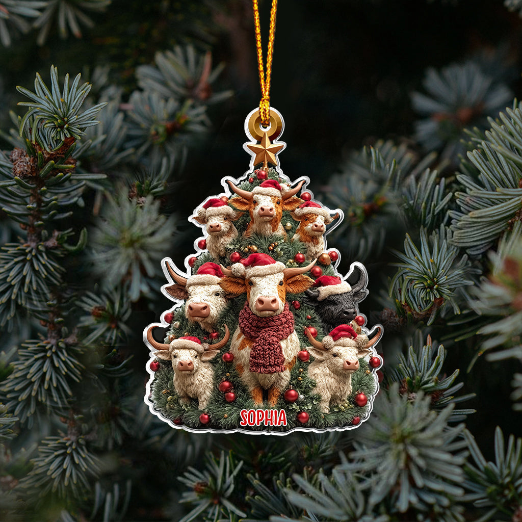 Christmas Tree Cow - Personalized Cow Ornament