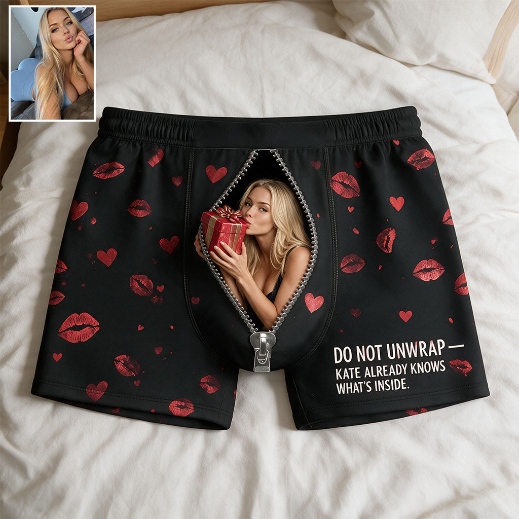 Do Not Unwrap - Personalized Spicy Couple Men’s Boxer Briefs