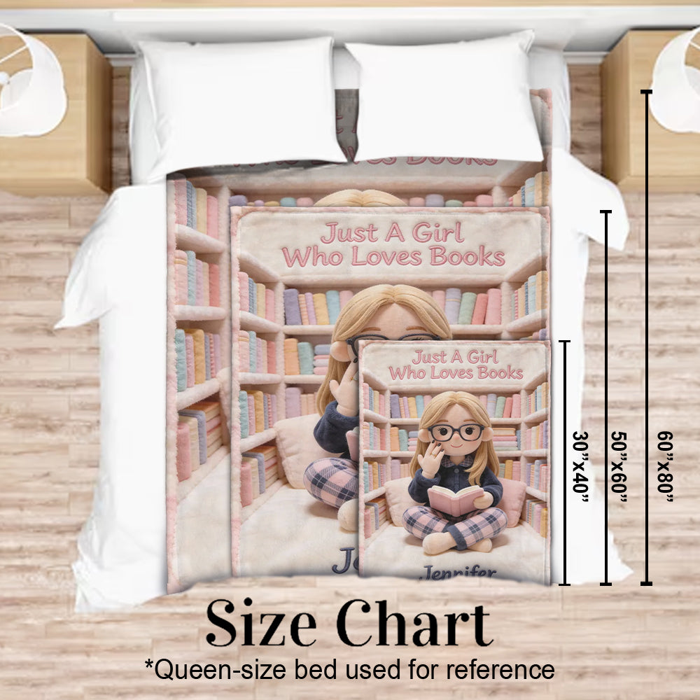 Just A Girl Who Loves Books - Personalized Book Blanket