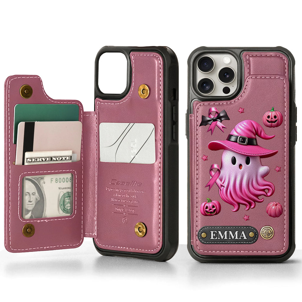 Pink Ghost - Personalized Breast Cancer Awareness Wallet Phone Case