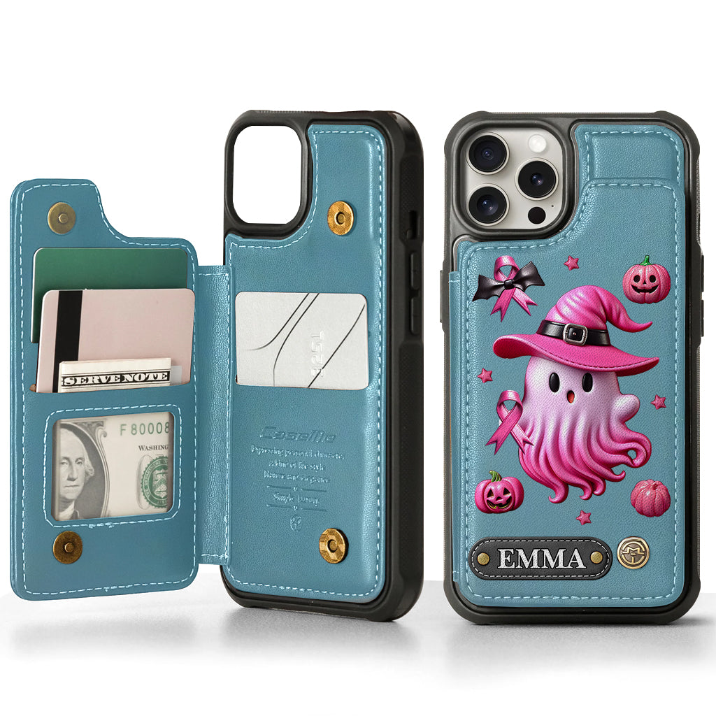 Pink Ghost - Personalized Breast Cancer Awareness Wallet Phone Case
