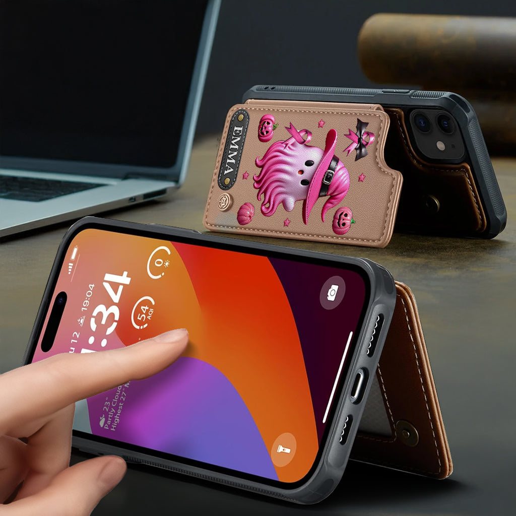 Pink Ghost - Personalized Breast Cancer Awareness Wallet Phone Case