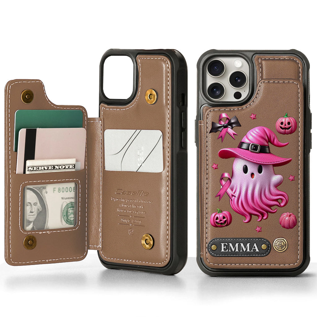 Pink Ghost - Personalized Breast Cancer Awareness Wallet Phone Case