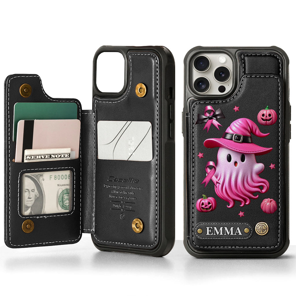Pink Ghost - Personalized Breast Cancer Awareness Wallet Phone Case