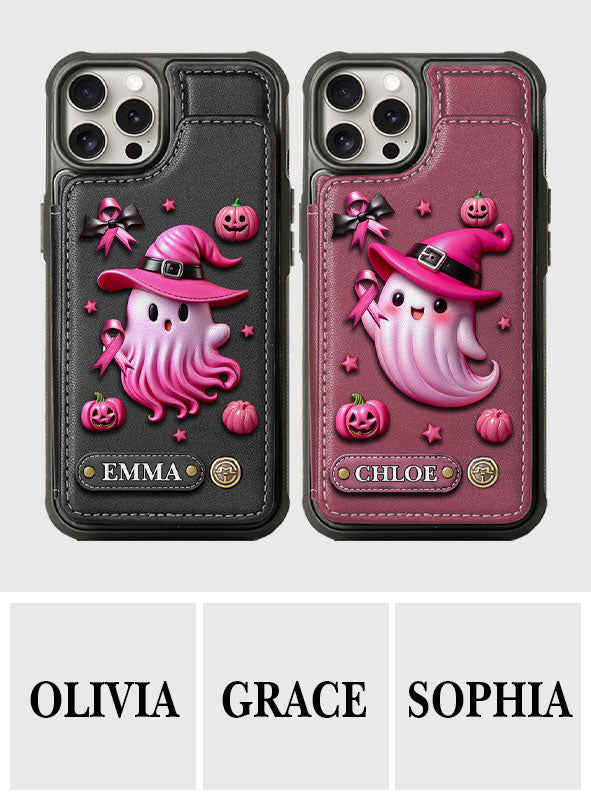 Pink Ghost - Personalized Breast Cancer Awareness Wallet Phone Case