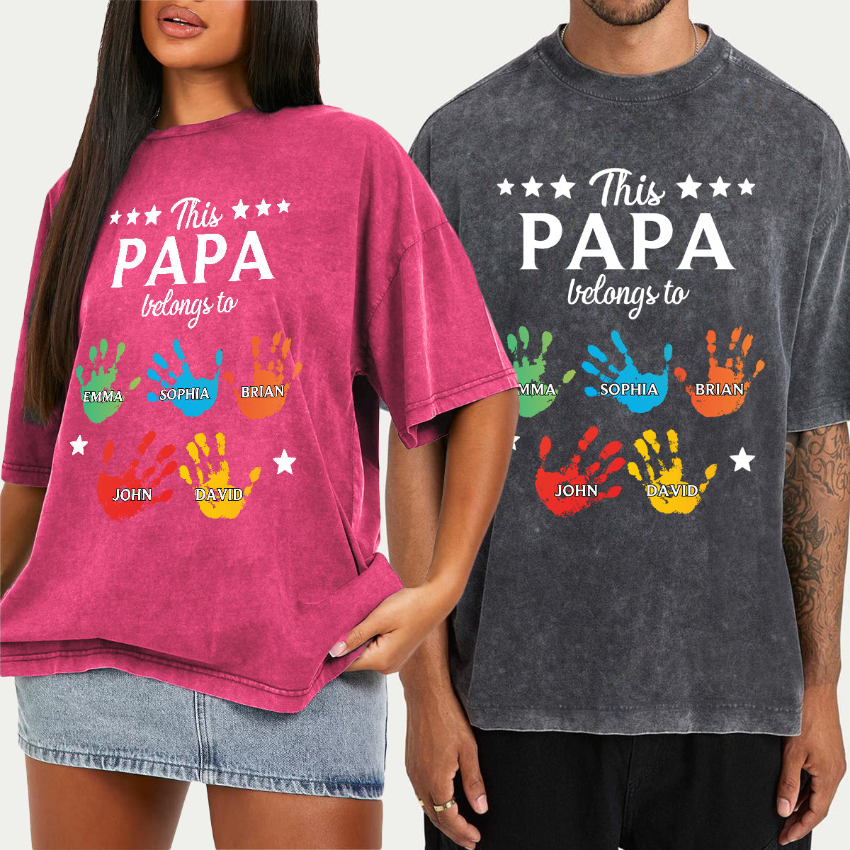 Dieses „Papa gehört Händen“-T-Shirt – personalisiertes Opa-Wasch-Shirt