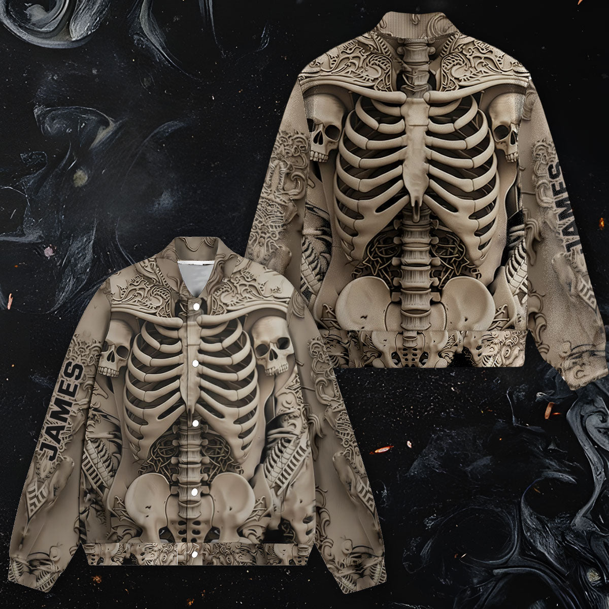 Gruseliger Totenkopf – Personalisierte Totenkopf-Collegejacke