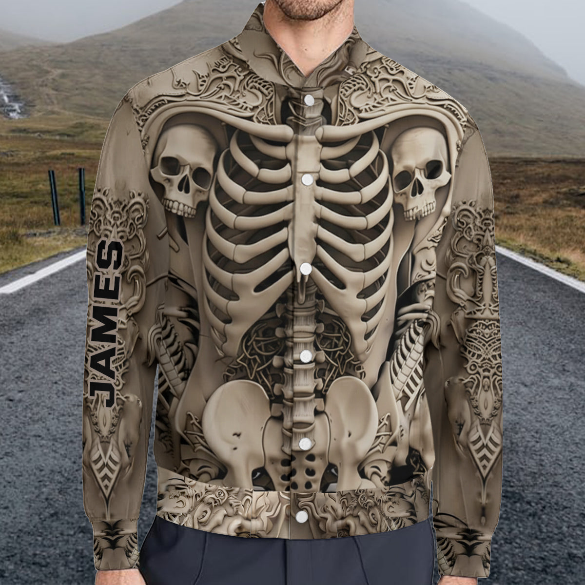 Gruseliger Totenkopf – Personalisierte Totenkopf-Collegejacke