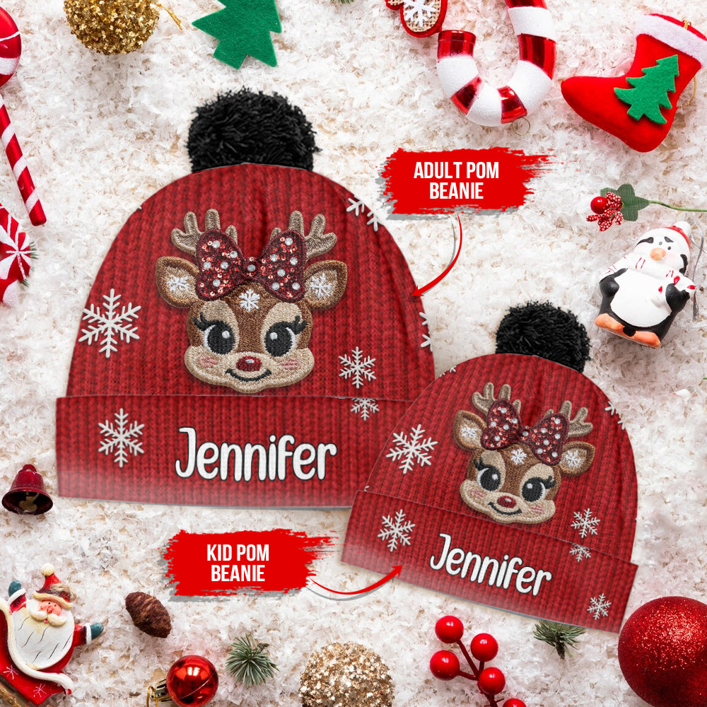 Weihnachts-Rentier - Personalisierte Kindermütze