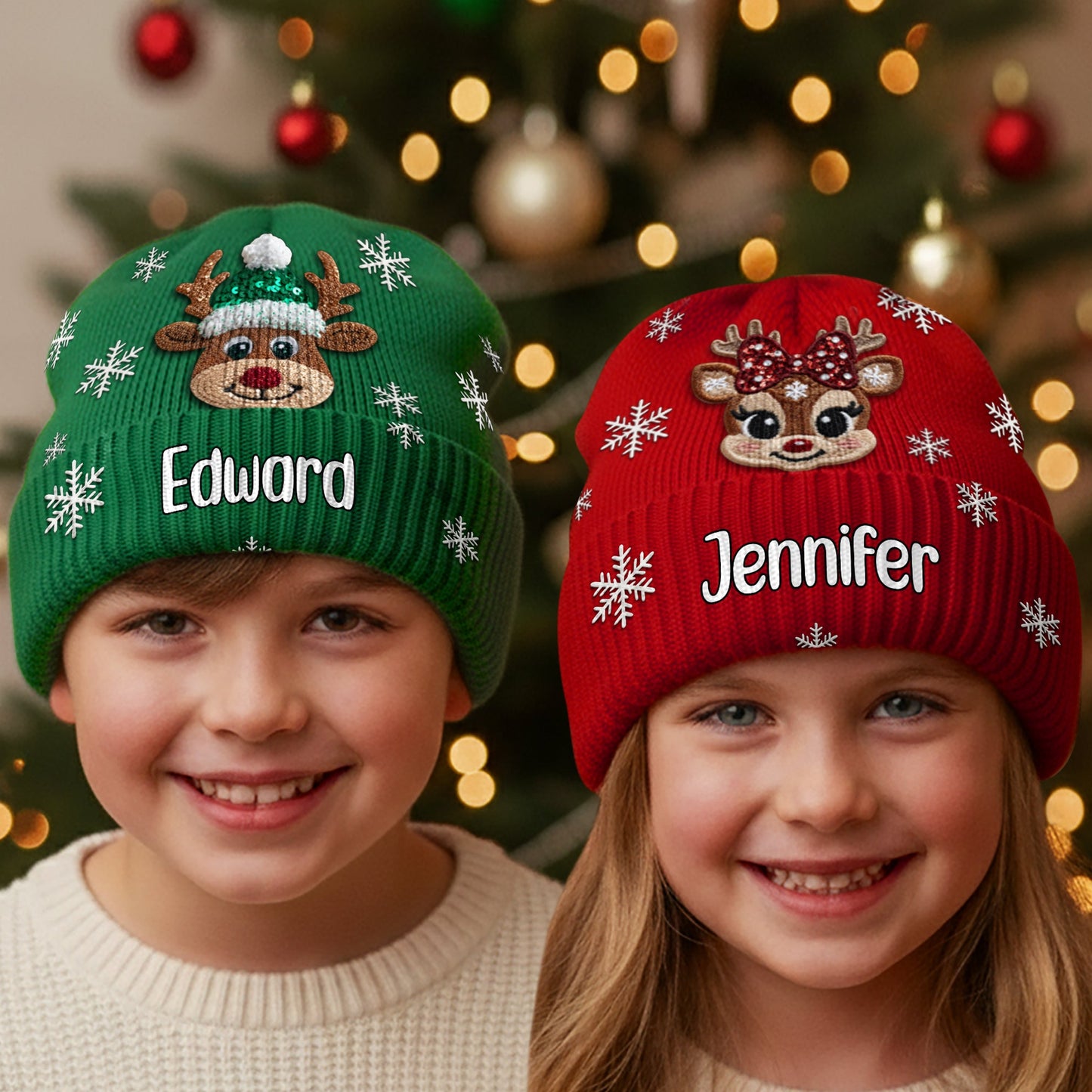 Weihnachts-Rentier - Personalisierte Kindermütze