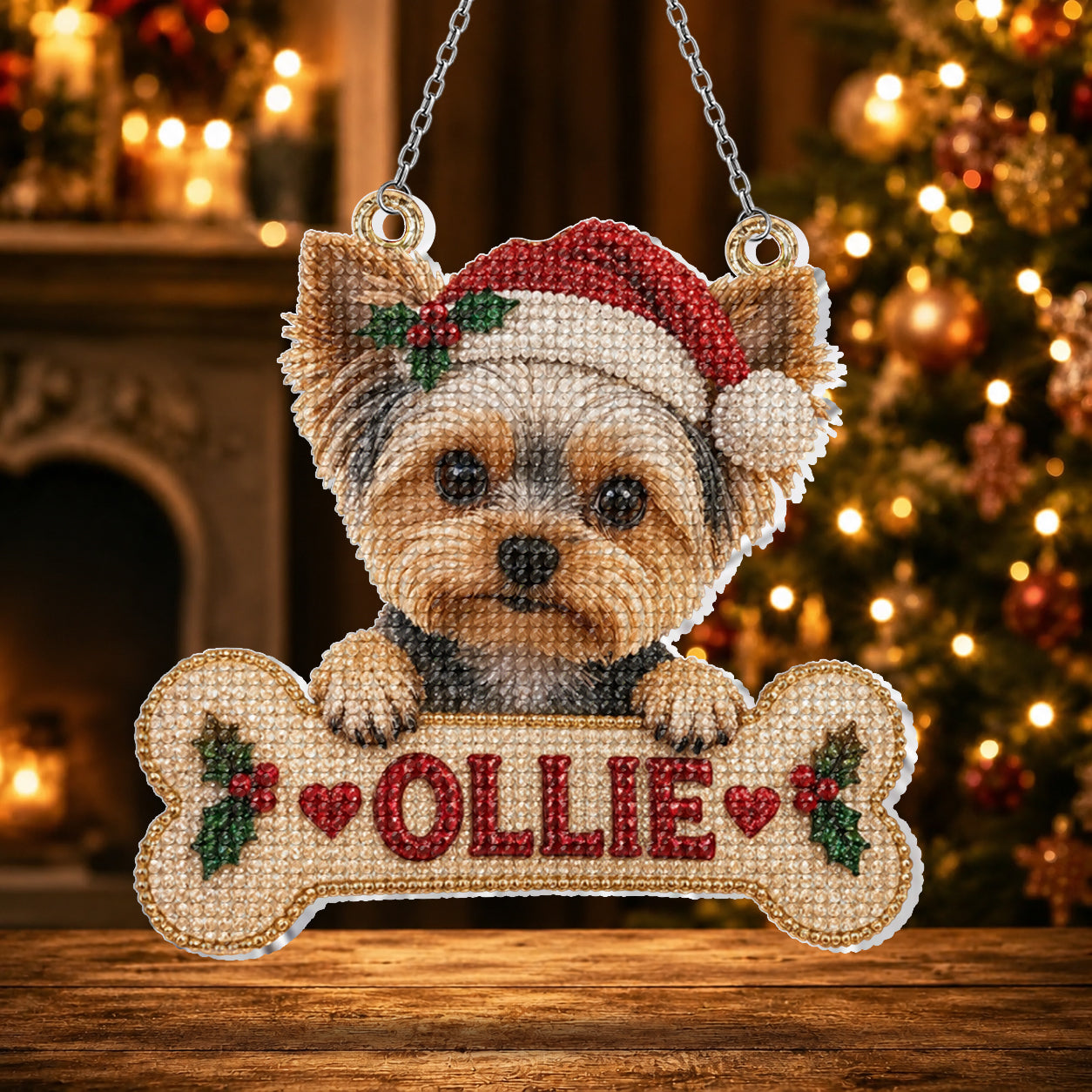 Merry Woofmas - Personalized Dog Diamond Painting Ornament Kit