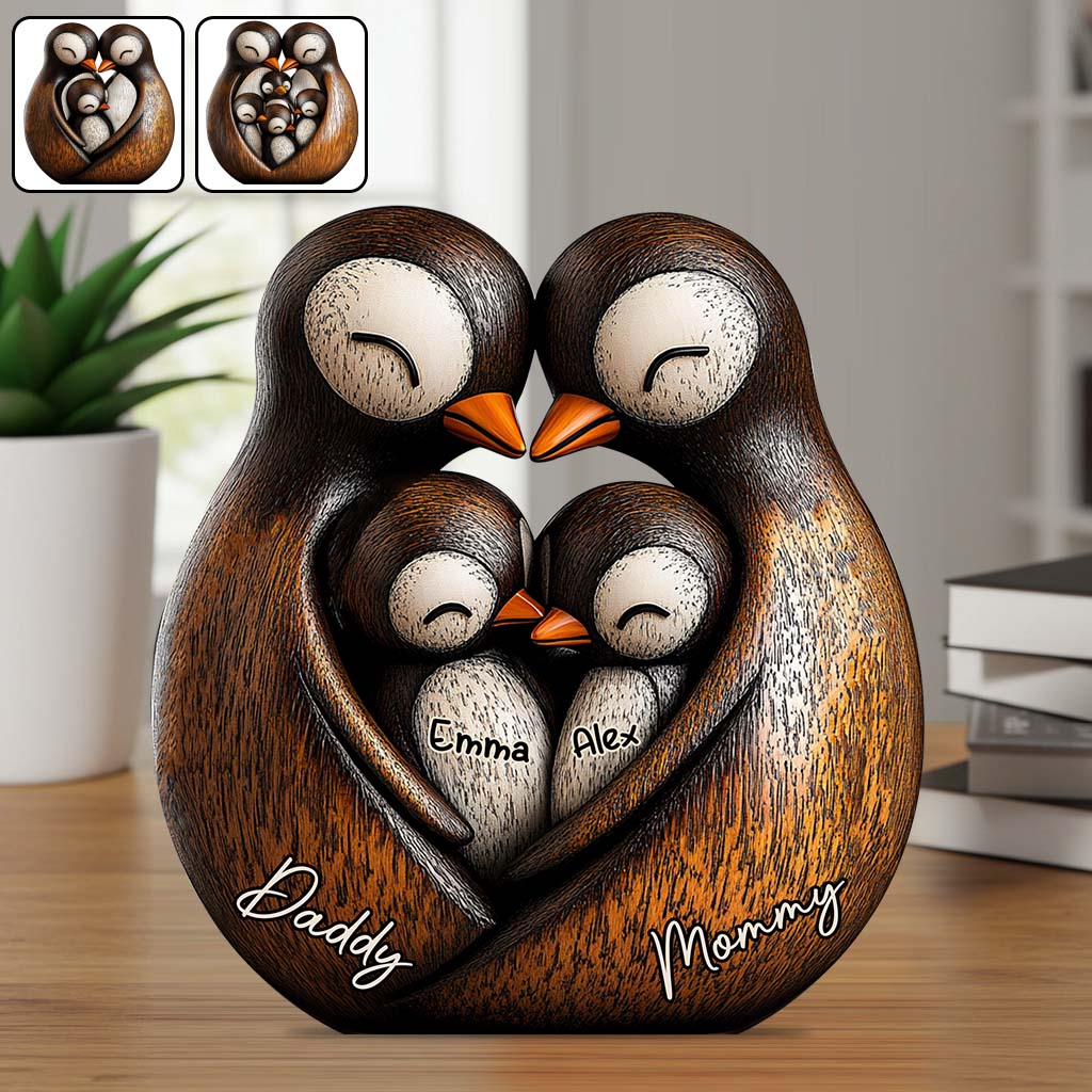 Pinguin-Papa – Personalisierte Acrylplakette in individueller Form für Väter