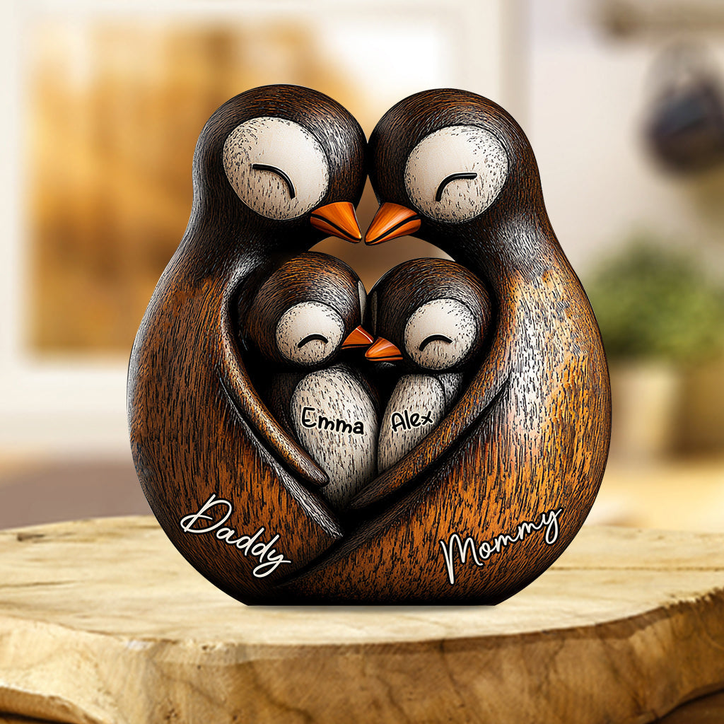 Pinguin-Papa – Personalisierte Acrylplakette in individueller Form für Väter