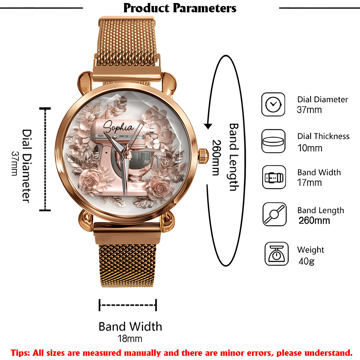 Einfach ein Mädchen, das Backen liebt – Wunderschöne Küchenmaschine – Personalisierte Damen-Handuhr zum Backen