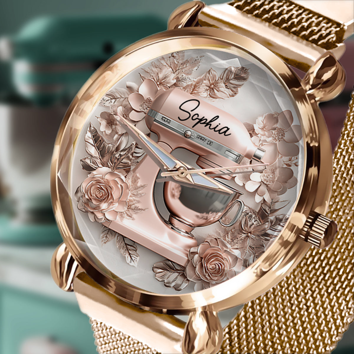 Einfach ein Mädchen, das Backen liebt – Wunderschöne Küchenmaschine – Personalisierte Damen-Handuhr zum Backen