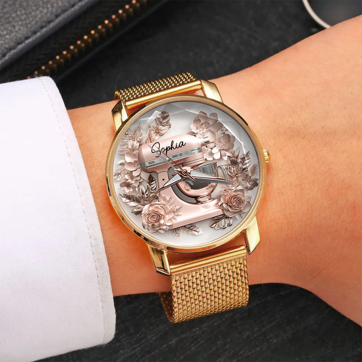 Einfach ein Mädchen, das Backen liebt – Wunderschöne Küchenmaschine – Personalisierte Damen-Handuhr zum Backen