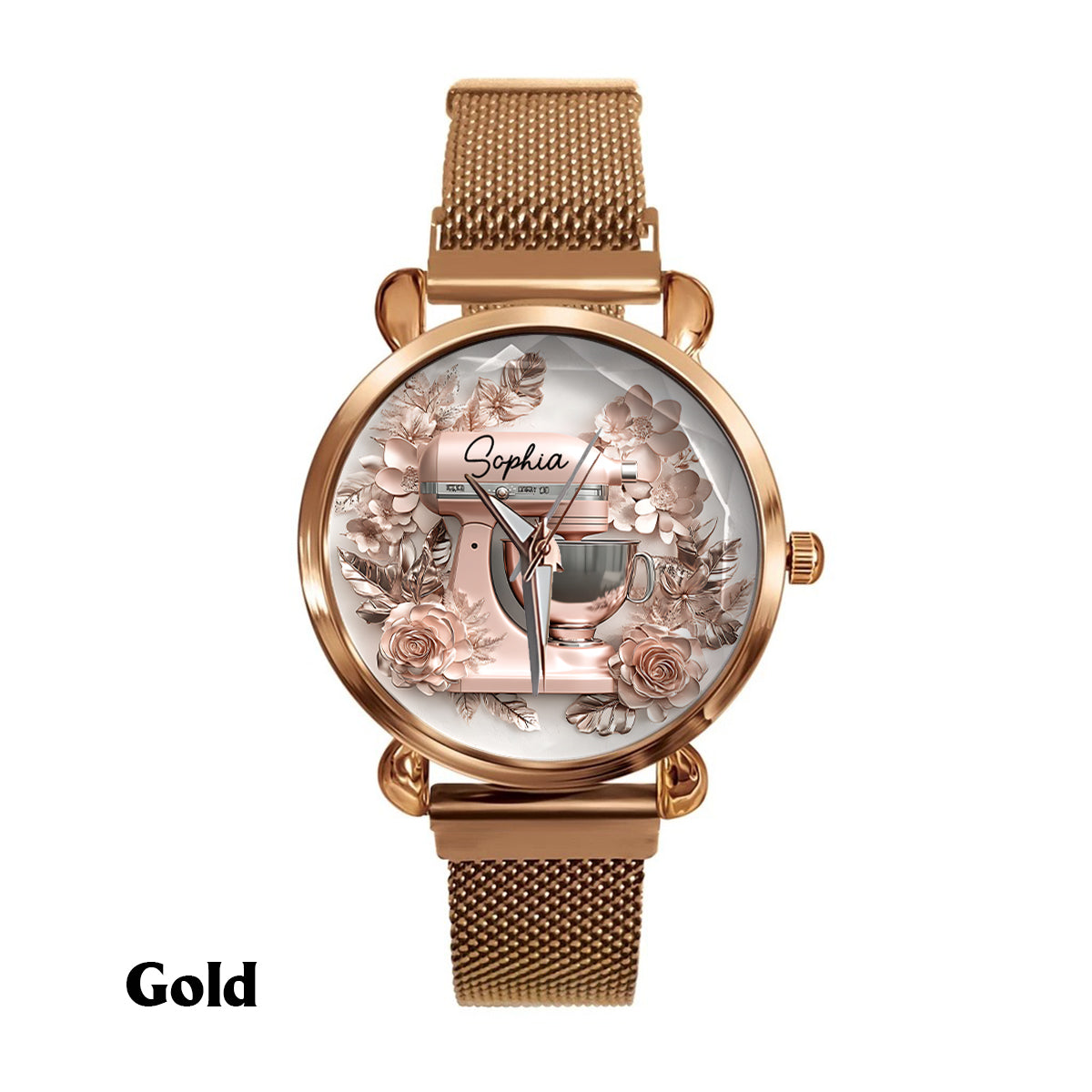 Einfach ein Mädchen, das Backen liebt – Wunderschöne Küchenmaschine – Personalisierte Damen-Handuhr zum Backen