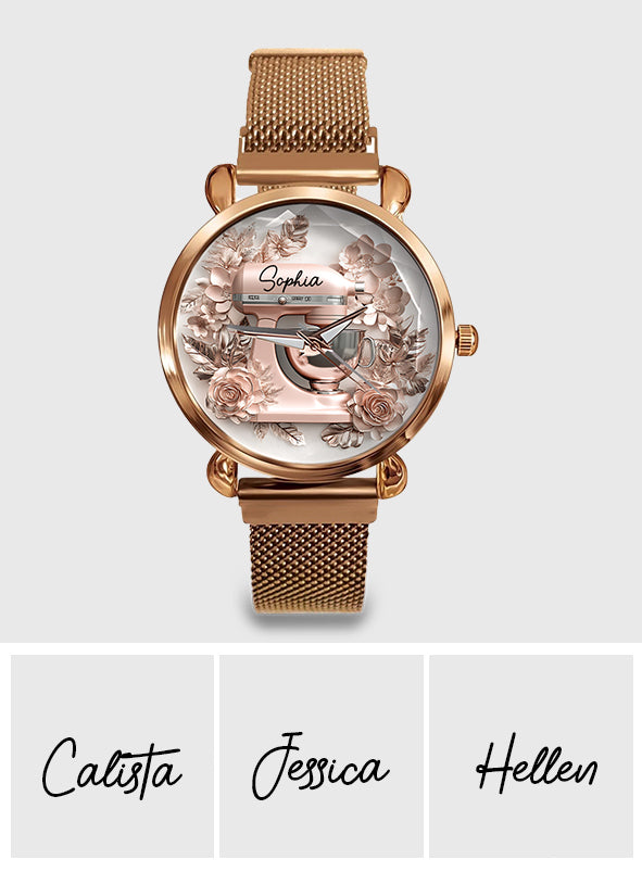 Einfach ein Mädchen, das Backen liebt – Wunderschöne Küchenmaschine – Personalisierte Damen-Handuhr zum Backen