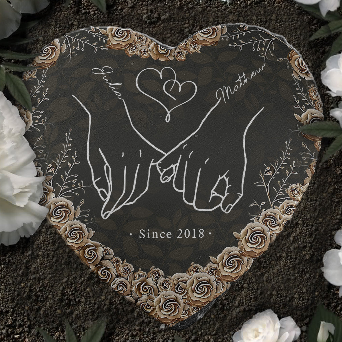 Von unserem ersten Kuss – personalisierter herzförmiger Stein für Paare