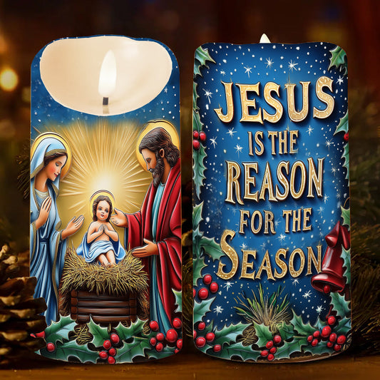 Jesus Is The Reason For The Season - Christian Flameless Candle