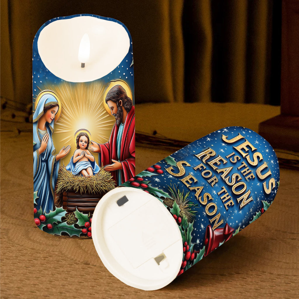 Jesus Is The Reason For The Season - Christian Flameless Candle