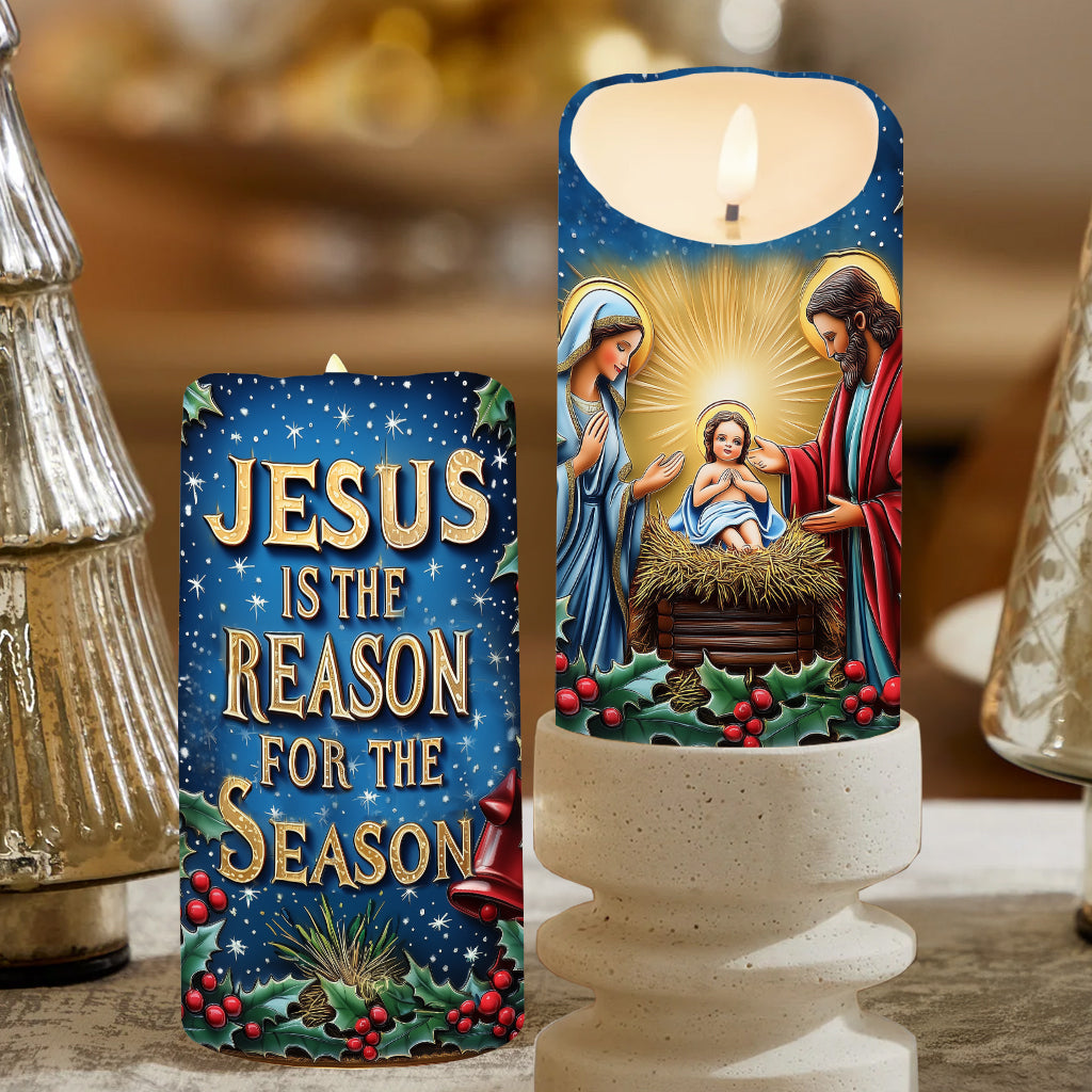 Jesus Is The Reason For The Season - Christian Flameless Candle