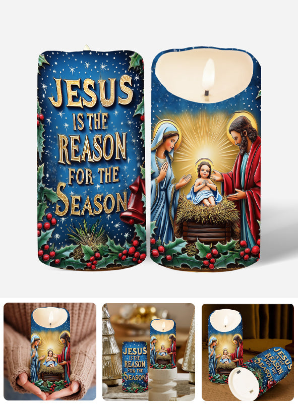 Jesus Is The Reason For The Season - Christian Flameless Candle