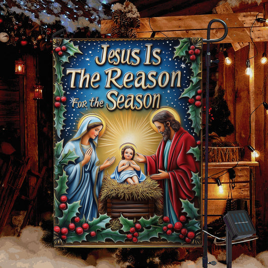 Jesus ist der Grund für Weihnachten – Christliche Gartenflagge
