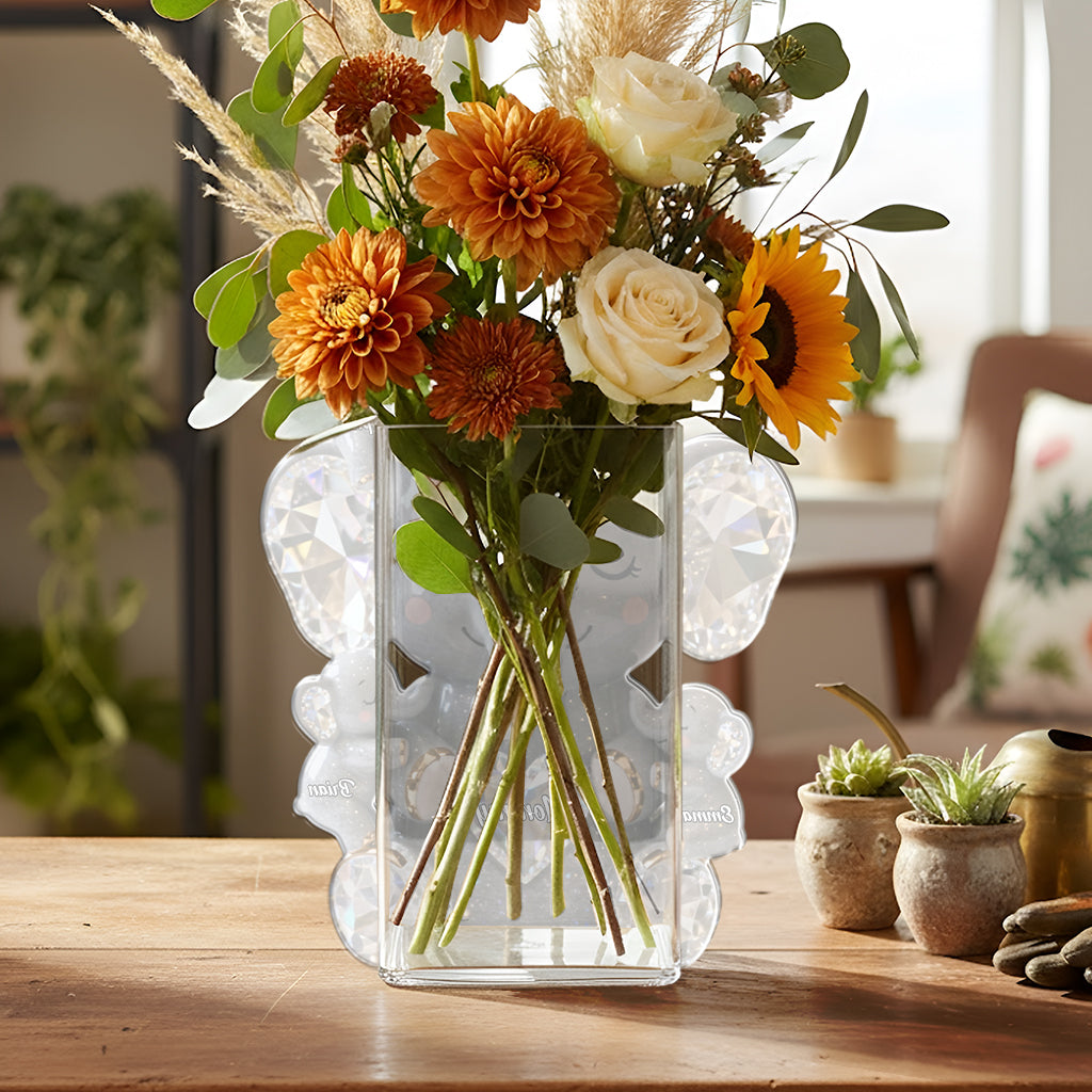 Cute Sparkling Mom - Personalized Elephant Acrylic Pot