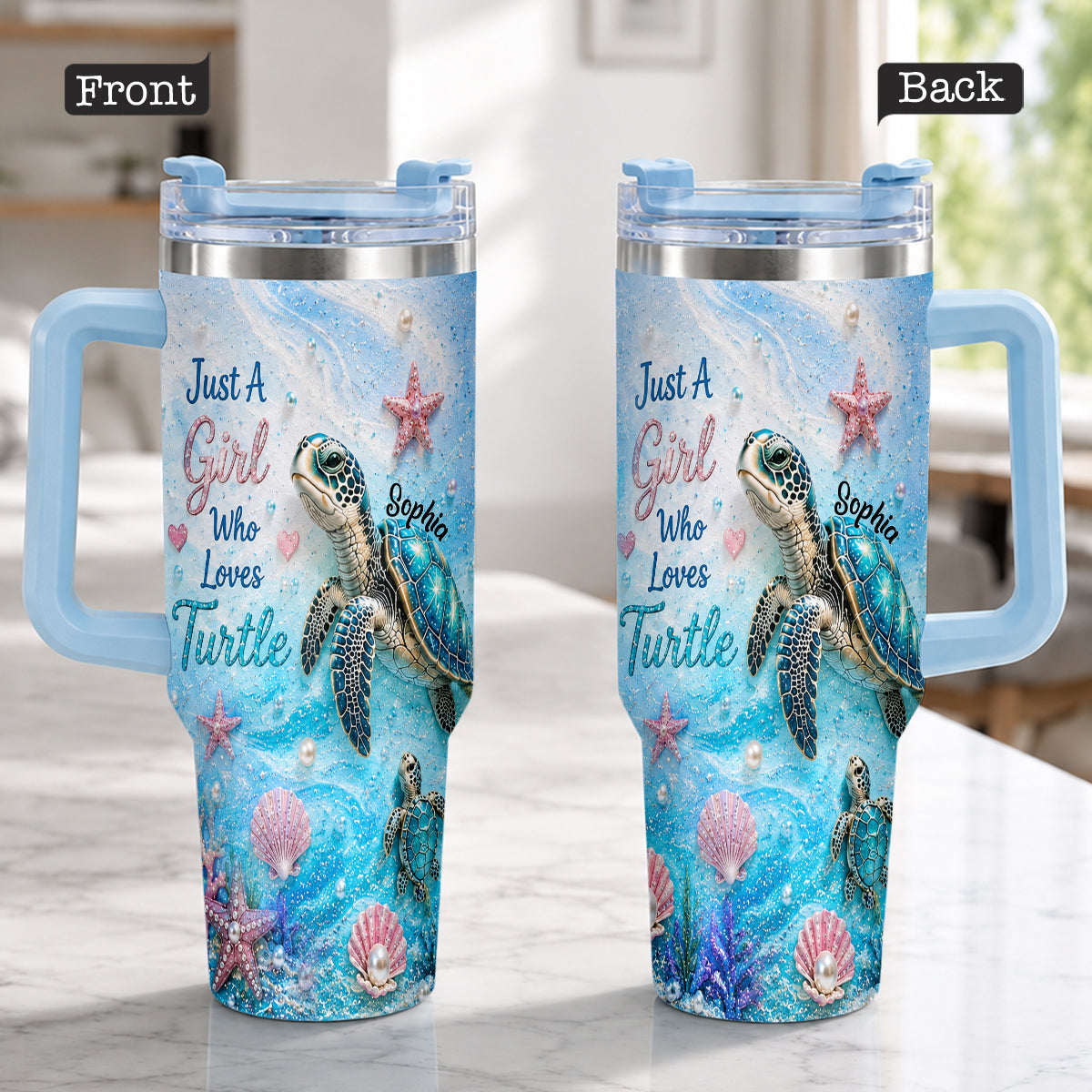 Liebe Schildkröte - Personalisierter Schildkrötenbecher mit Anhängern