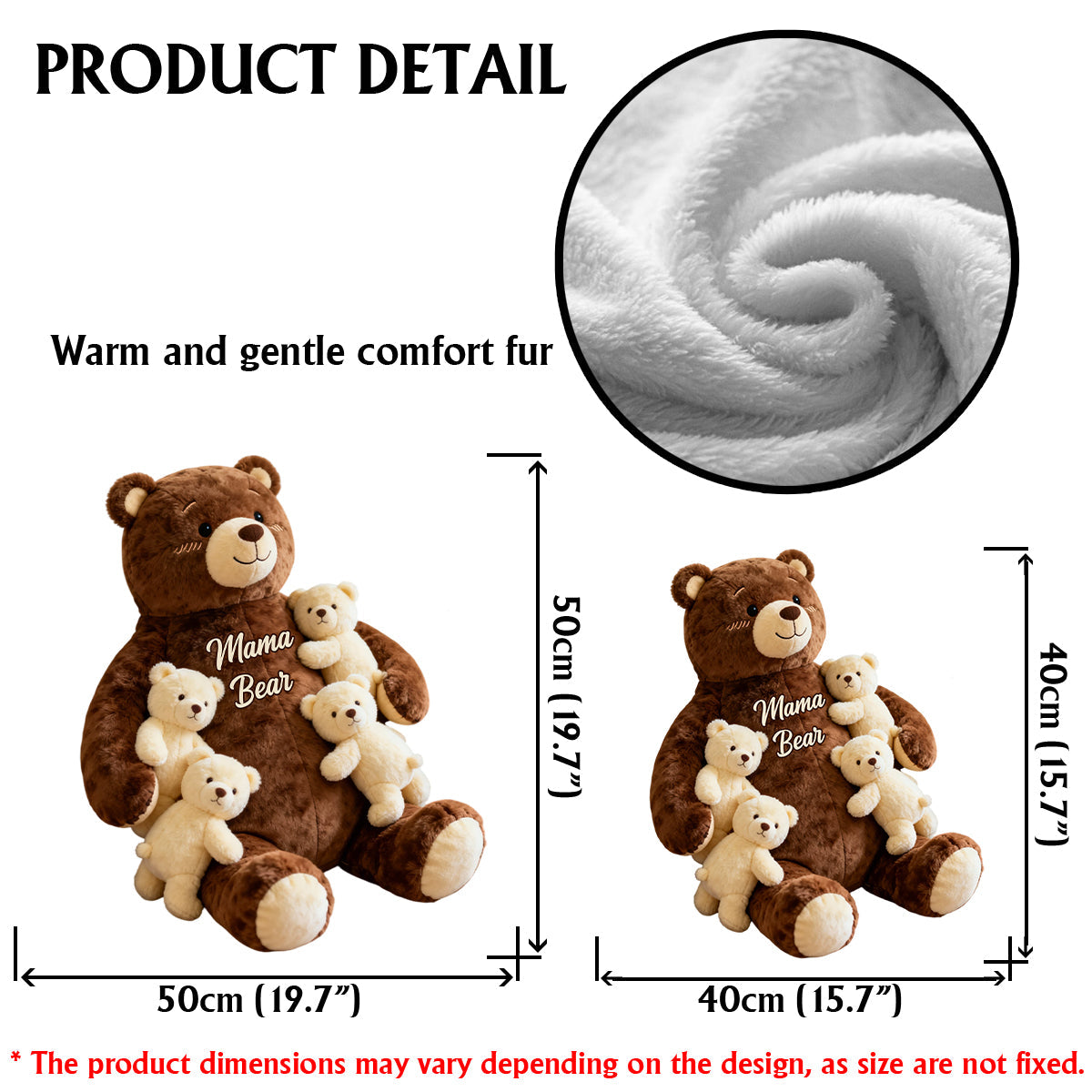 Mama Bear - Personalized Mother Faux Fur Shaped Pillow