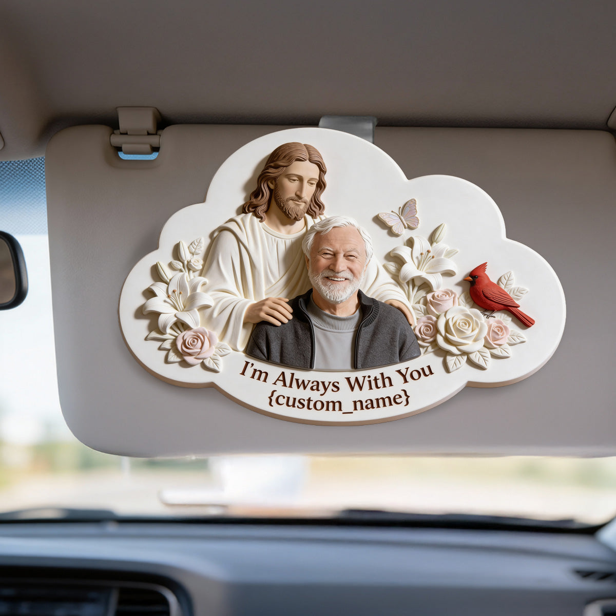 I'm Always With You, Memorial Gift For Lost Of Loved Ones - Personalized Memorial Shaped Car Visor Clip