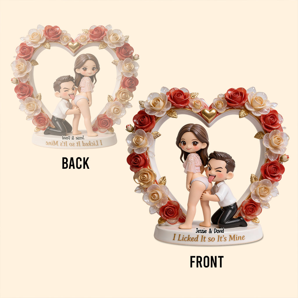 „Es gehört mir“ – personalisierte Acrylplakette in Sonderform für ein pikantes Pärchen