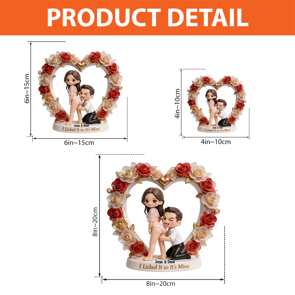 „Es gehört mir“ – personalisierte Acrylplakette in Sonderform für ein pikantes Pärchen