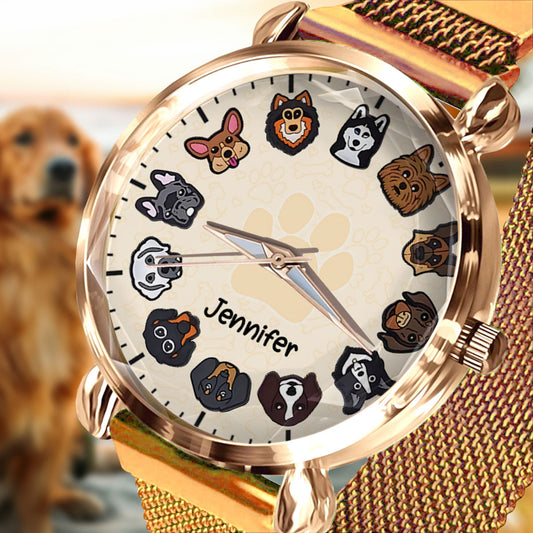 Einfach ein Mädchen, das Hunde liebt – personalisierte Damen-Handuhr mit Hundemotiv 