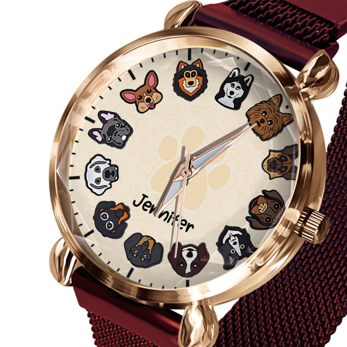 Einfach ein Mädchen, das Hunde liebt – personalisierte Damen-Handuhr mit Hundemotiv 