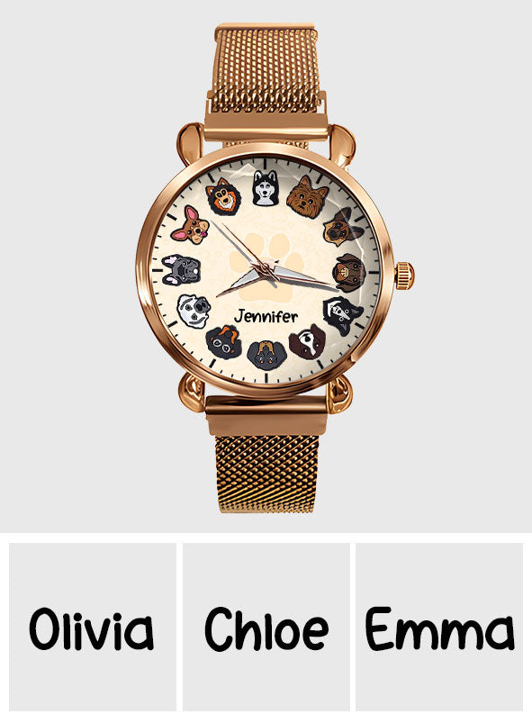 Einfach ein Mädchen, das Hunde liebt – personalisierte Damen-Handuhr mit Hundemotiv 