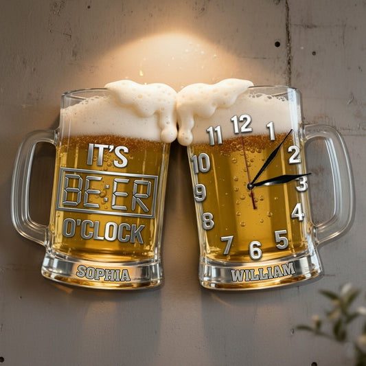 Es ist Bierzeit – Personalisierte LED-Wanduhr mit Biermotiv