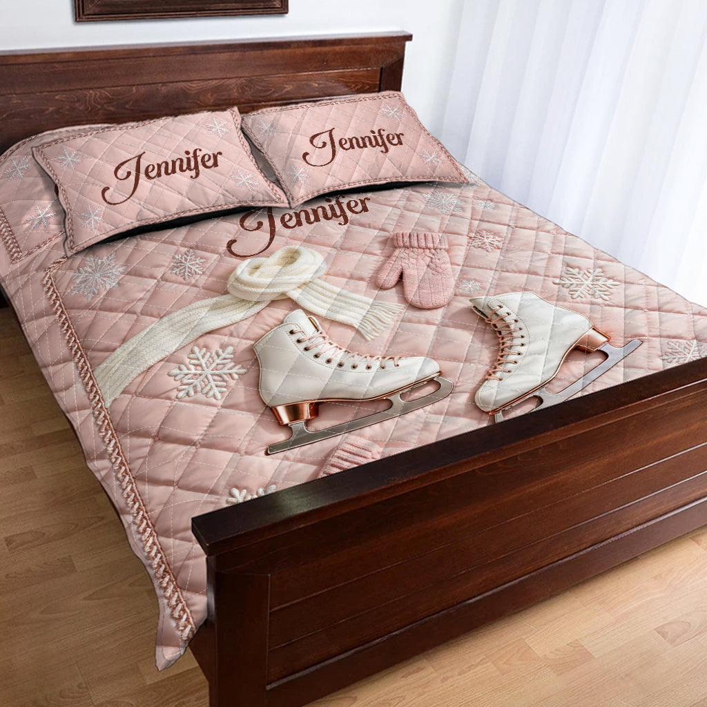 Ice Skating - Personalized Ice Skating Quilt Set