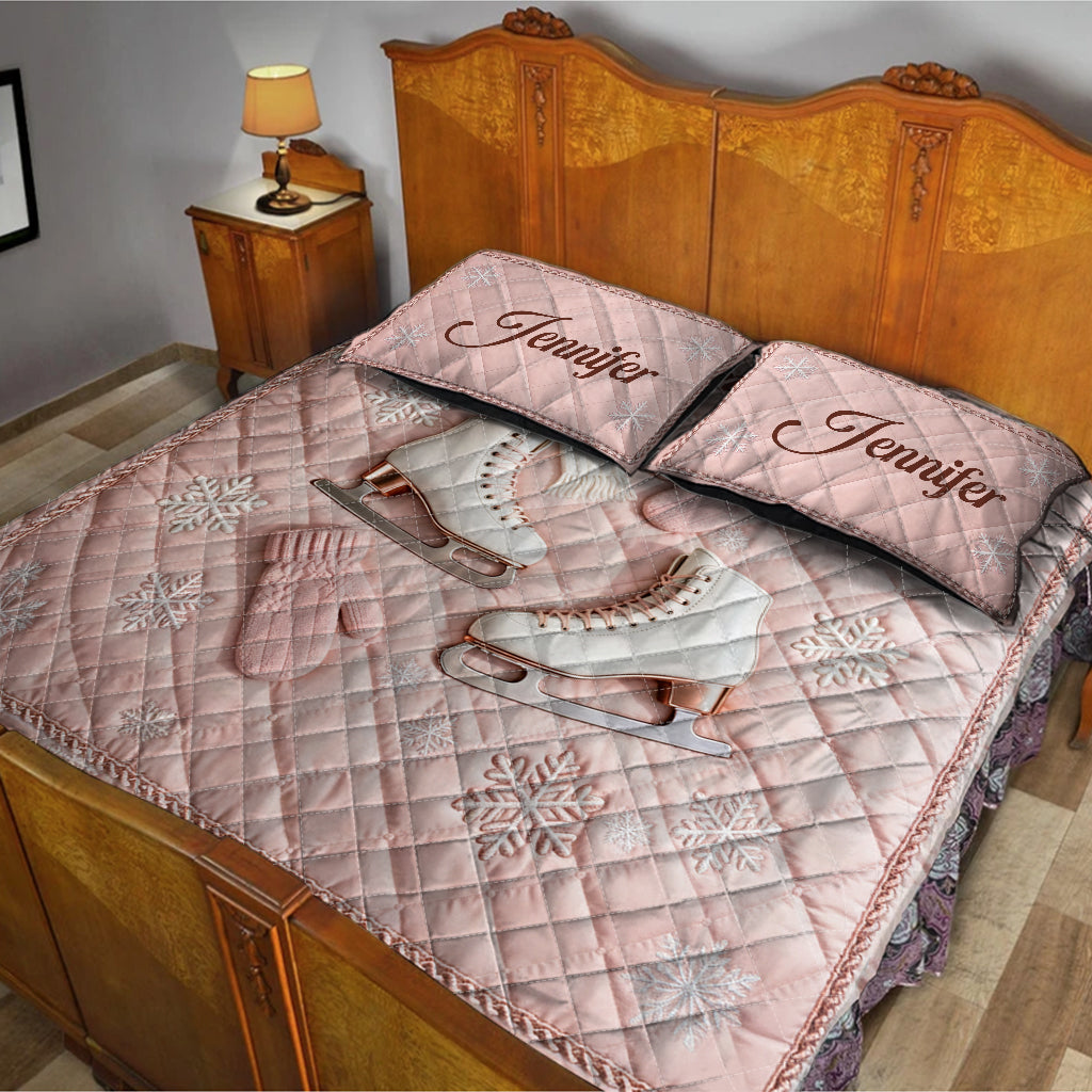 Ice Skating - Personalized Ice Skating Quilt Set