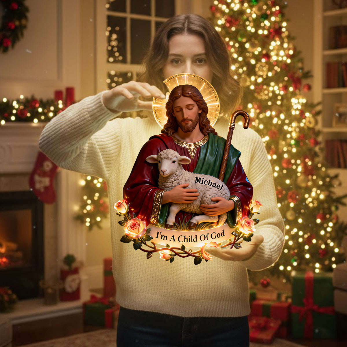 Lamb of Grace - Personalized Christian LED Light Acrylic Sign