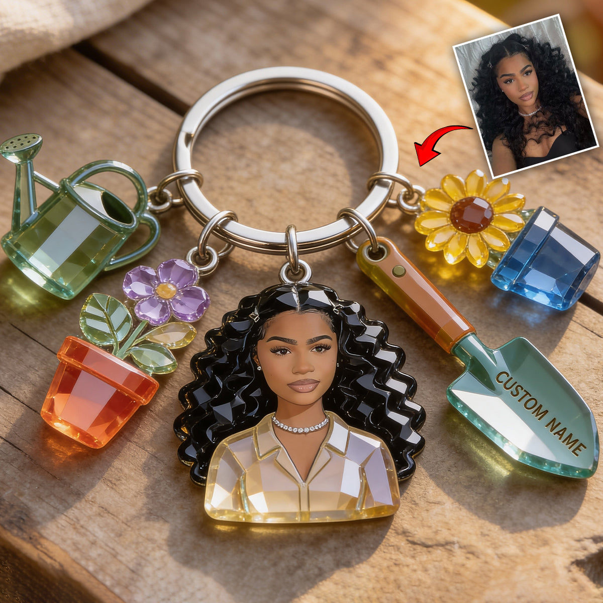 Gartenliebe – Personalisierter Garten-Schlüsselanhänger mit Anhängern