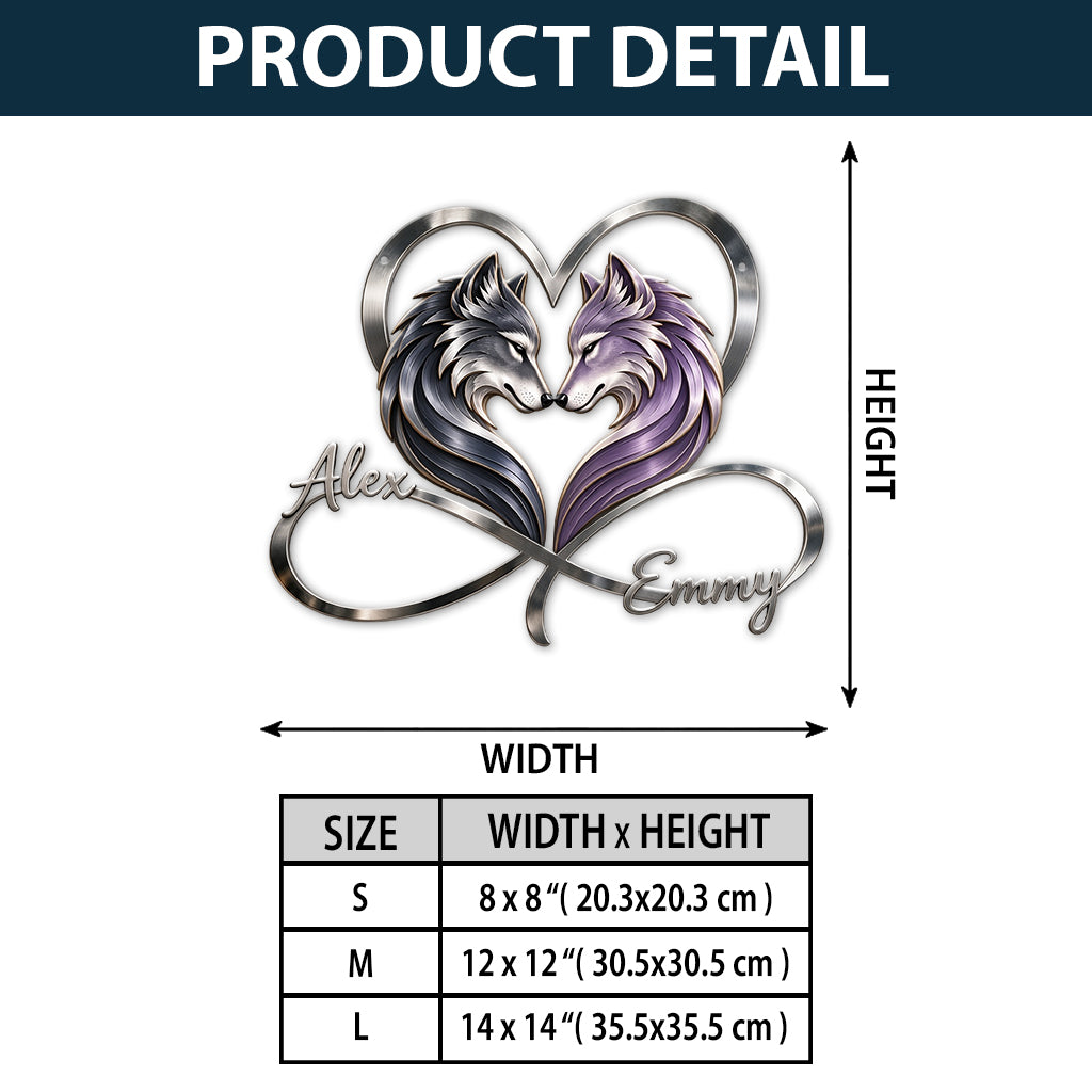 Du & Ich - Personalisierte Wolf 3D Metall-Schild