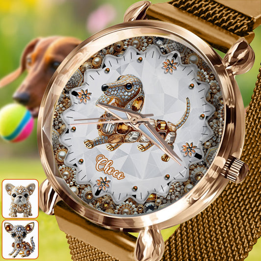Ich liebe meine Hunde – Personalisierte Damen-Handuhr mit Hundemotiv 