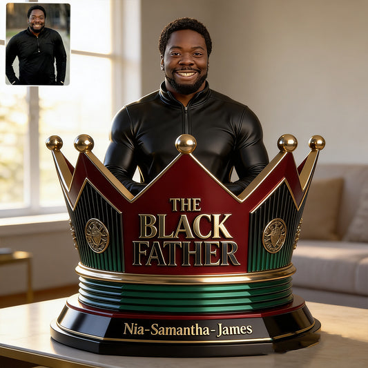 Black Father Custom From Photo - Personalized Father Custom Shaped Acrylic Plaque